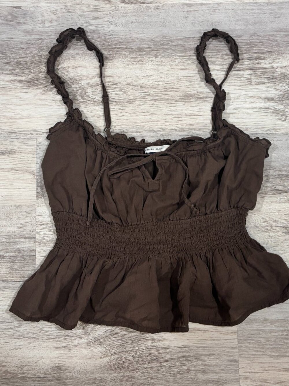 American Eagle Brown Ruffle Peplum Cami Top (Small)